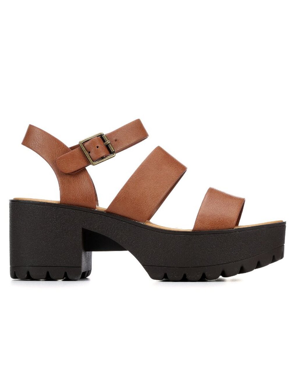 New Brown Band Platform Chunky Lug Heel Sandals